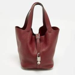 Pre Owned Hermès Picotin Lock 22 Rouge H Taurillon Clemence Leather Tote