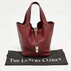 Pre Owned Hermès Picotin Lock 22 Rouge H Taurillon Clemence Leather Tote