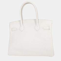 مملوكة مسبقًا Hermes  Birkin 30 White Taurillon Clemence Handbag