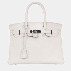 مملوكة مسبقًا حقيبة هيرمس بيركين 30 جلد توريلون كليمنس أبيض