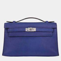 مملوكة مسبقًا Hermes Blue Electric Swift Kelly Pochette Handbag