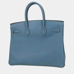 Pre Owned حقيبة هيرمس بيركين إبسوم جينز أزرق 35
