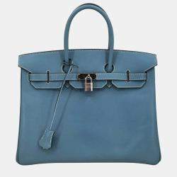 Pre Owned حقيبة هيرمس بيركين إبسوم جينز أزرق 35