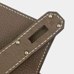 مملوكة مسبقًا Hermes Etoupe Gray Taurillon Clemence Shoulder Kelly Handbag