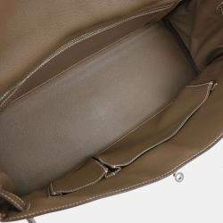 مملوكة مسبقًا Hermes Etoupe Gray Taurillon Clemence Shoulder Kelly Handbag