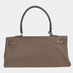 مملوكة مسبقًا Hermes Etoupe Gray Taurillon Clemence Shoulder Kelly Handbag