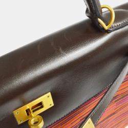 مملوكة مسبقًا Hermes Pink Orange Vibrato Box Calf Kelly 32 Retourne 2way Handbag