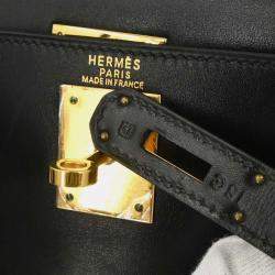 مملوكة مسبقًا حقيبة هيرمس كيلي 28 عجل بوكس أسود روتورنيه قابلية حمل بطريقتين