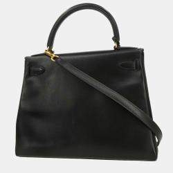 مملوكة مسبقًا حقيبة هيرمس كيلي 28 عجل بوكس أسود روتورنيه قابلية حمل بطريقتين