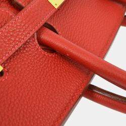 Pre Owned Hermes Vibrato Calf Red Birkin 35 Handbag