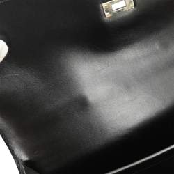 Pre Owned Hermes Black Box Calf Kelly Depeches 38 Briefcase