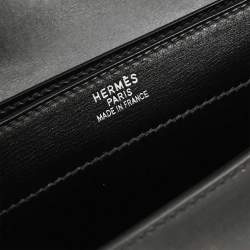 Pre Owned Hermes Black Box Calf Kelly Depeches 38 Briefcase