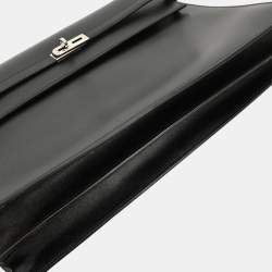 Pre Owned Hermes Black Box Calf Kelly Depeches 38 Briefcase