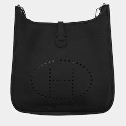 مملوكة مسبقًا Hermes Black Taurillon Clemence Evelyne 3 29 PM Shoulder Bag