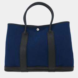 مملوكة مسبقًا Hermes Navy Toile Officier Negonda Garden Party 36 PM Tote Bag