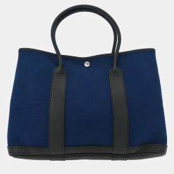 Pre Owned حقيبة يد هيرمس حديقة الحزب 36 متوسط لون بحري من قماش توال أوفيسير نيغوندا