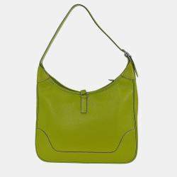 Pre Owned Hermes Trim 31 Anis Green Chevre Mysore Leather Shoulder Bag