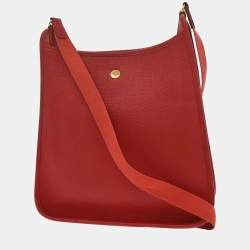 Pre Owned حقيبة هيرمس فيسبا ب إ م جلد توجو روج غارانس للكتف