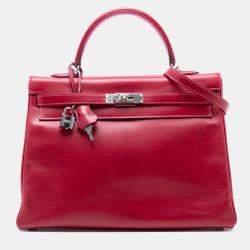 Pre Owned حقيبة هيرمس كيللي روج غارانس / روز تيريان بوكس كالف فيرسو II ريتورني 35