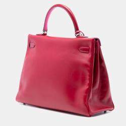Pre Owned حقيبة هيرمس كيللي روج غارانس / روز تيريان بوكس كالف فيرسو II ريتورني 35