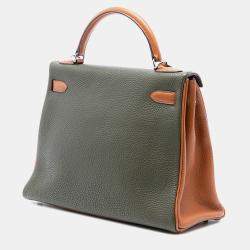 مملوكة مسبقًا حقيبة هيرمس 'كيلي رتورني 32' بثلاثة ألوان جلد توغو أخضر أنيس، أخضر زيتوني وذهبي