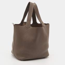 مملوكة مسبقًا Hermès Picotin Lock 22 Etoupe Taurillon Clemence Leather Tote