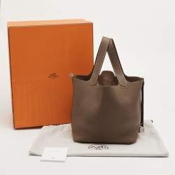 مملوكة مسبقًا Hermès Picotin Lock 22 Etoupe Taurillon Clemence Leather Tote