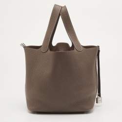 مملوكة مسبقًا Hermès Picotin Lock 22 Etoupe Taurillon Clemence Leather Tote