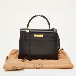 مملوكة مسبقًا حقيبة هيرمس كيلي سيلير 28 جلد نوار بوكس إكسسوار مطلي ذهبي