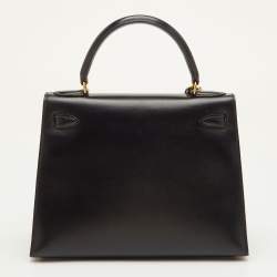 مملوكة مسبقًا حقيبة هيرمس كيلي سيلير 28 جلد نوار بوكس إكسسوار مطلي ذهبي