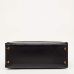 مملوكة مسبقًا حقيبة هيرمس كيلي سيلير 28 جلد نوار بوكس إكسسوار مطلي ذهبي