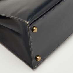 مملوكة مسبقًا حقيبة هيرمس كيلي سيلر إكسسوار ذهبي تمساح بروسوس مارين زرقاء 32