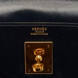 مملوكة مسبقًا حقيبة هيرمس كيلي سيلر إكسسوار ذهبي تمساح بروسوس مارين زرقاء 32