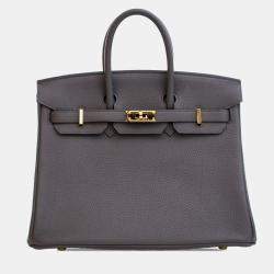مملوكة مسبقًا Hermes Grey Hermes Etain Togo Birkin Retourne 25