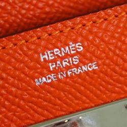 Pre Owned Hermes Orange Epsom Kelly Longue Wallet