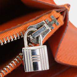 Pre Owned Hermes Orange Epsom Kelly Longue Wallet