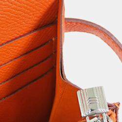 Pre Owned Hermes Orange Epsom Kelly Longue Wallet