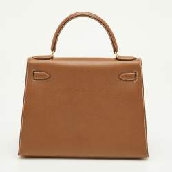 مملوكة مسبقًا Hermes Kelly Sellier 28 Gold Epsom Leather Gold Finish Top Handle Bag
