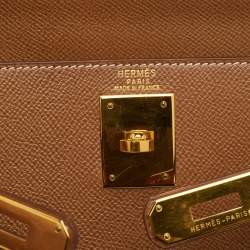 مملوكة مسبقًا Hermes Kelly Sellier 28 Gold Epsom Leather Gold Finish Top Handle Bag