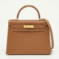 مملوكة مسبقًا Hermes Kelly Sellier 28 Gold Epsom Leather Gold Finish Top Handle Bag