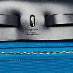 مملوكة مسبقًا Hermes Herbag Zip 31 Bleu Zanzibar/Bleu Indigo Toile and Vache Hunter Top Handle Bag