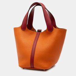 Pre Owned Hermes Orange, Rubis Bicolor Clemence and Swift Picotin Lock 18