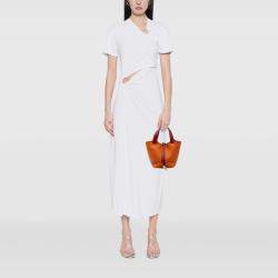 Pre Owned Hermes Orange Red Bicolor Clemence and Swift Picotin Lock 18