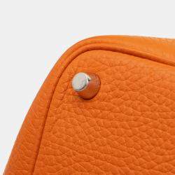 Pre Owned Hermes Orange Red Bicolor Clemence and Swift Picotin Lock 18