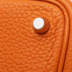 Pre Owned Hermes Orange Red Bicolor Clemence and Swift Picotin Lock 18