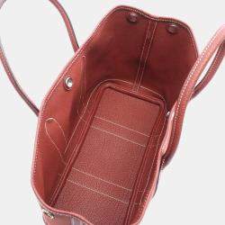 Pre Owned Hermes Garden Party 30 Bordeaux Canvas, Leather Shoulder Bag