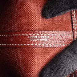 Pre Owned Hermes Garden Party 30 Bordeaux Canvas, Leather Shoulder Bag