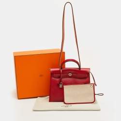 Pre Owned حقيبة هيرمس هيرباج زيپ 31 روژ بيمنت/إكرو قماش وفاش هانتر توت