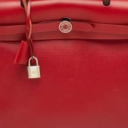 Pre Owned حقيبة هيرمس هيرباج زيپ 31 روژ بيمنت/إكرو قماش وفاش هانتر توت