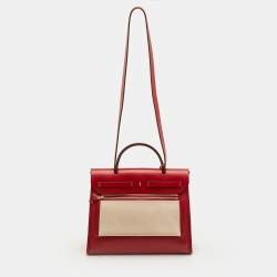 Pre Owned حقيبة هيرمس هيرباج زيپ 31 روژ بيمنت/إكرو قماش وفاش هانتر توت